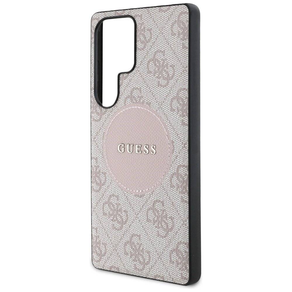 Guess 4G Round Patch Classic Logo MagSafe Hülle Samsung Galaxy S25 Ultra Pink
