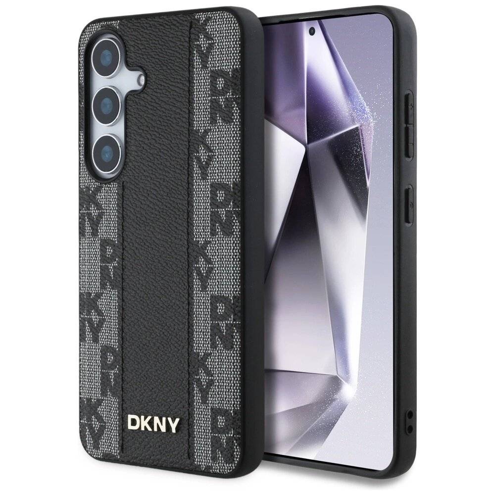 DKNY Leather Checkered Pattern MagSafe-Hülle Samsung Galaxy S25 schwarz
