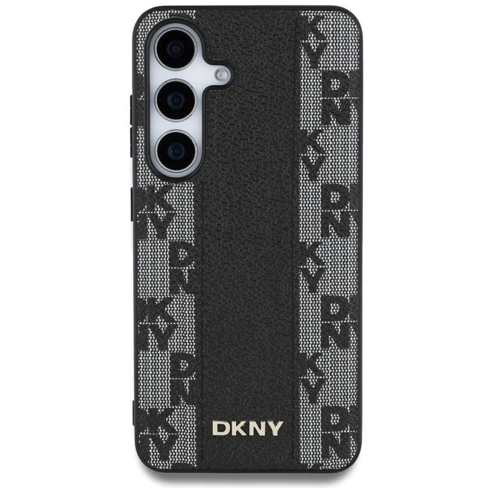 DKNY Leather Checkered Pattern MagSafe-Hülle Samsung Galaxy S25 schwarz