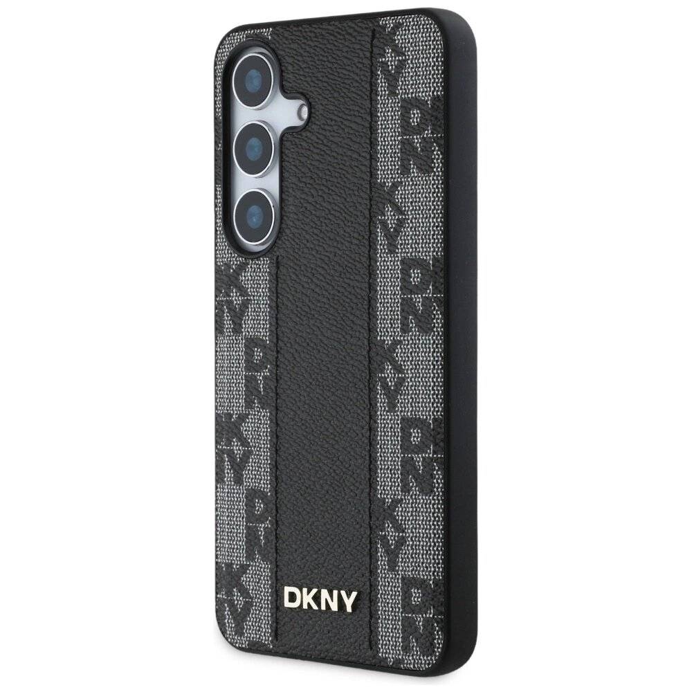 DKNY Leather Checkered Pattern MagSafe-Hülle Samsung Galaxy S25 schwarz