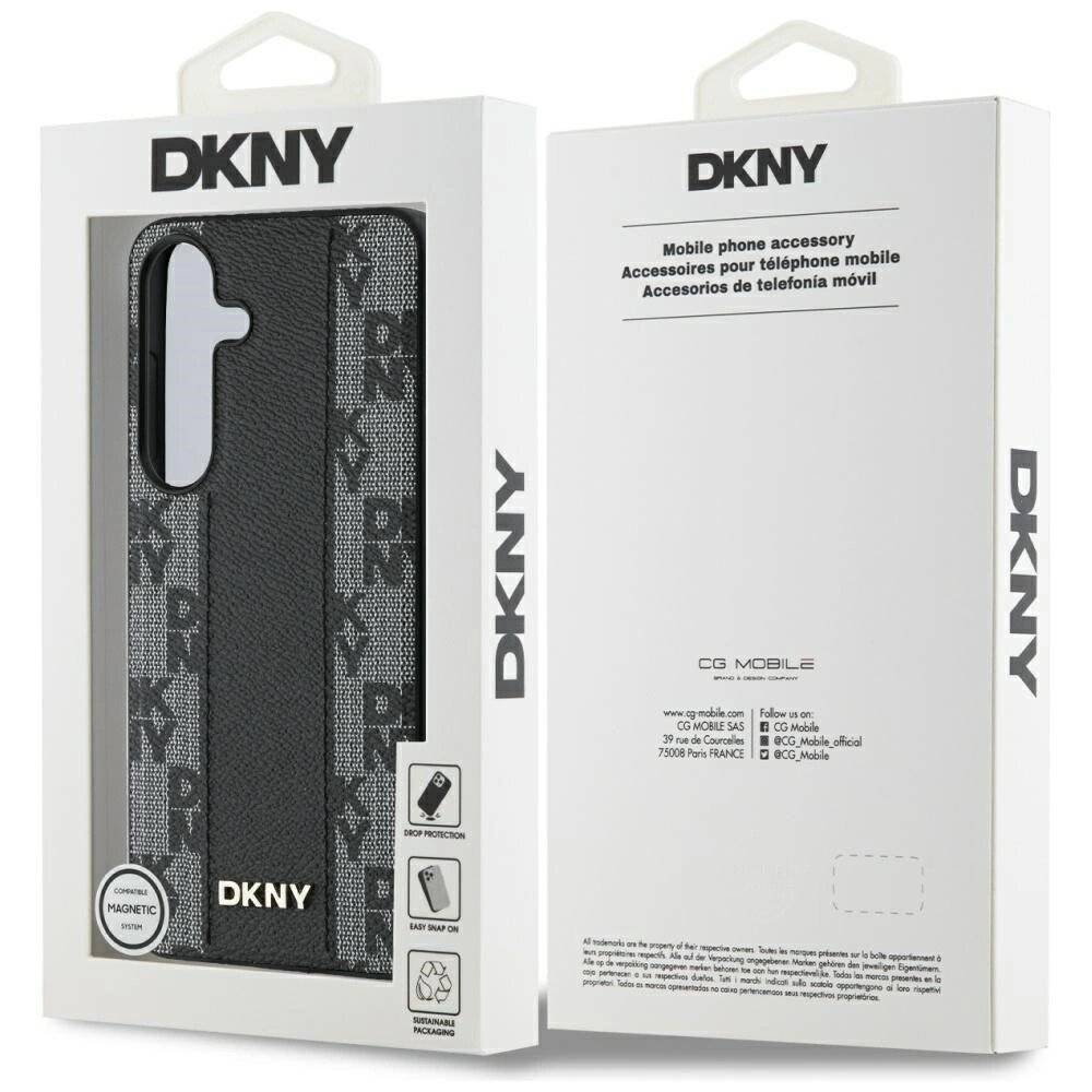 DKNY Leather Checkered Pattern MagSafe-Hülle Samsung Galaxy S25 schwarz