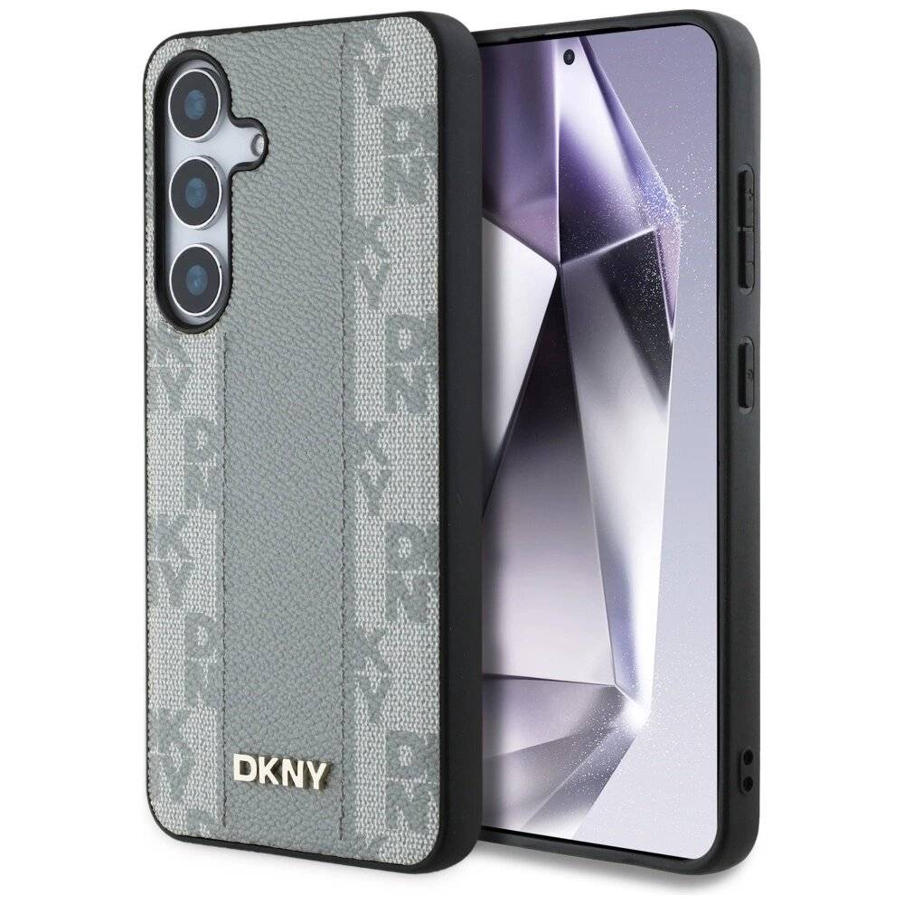 DKNY Leather Checkered Pattern MagSafe-Hülle Samsung Galaxy S25 Taupe