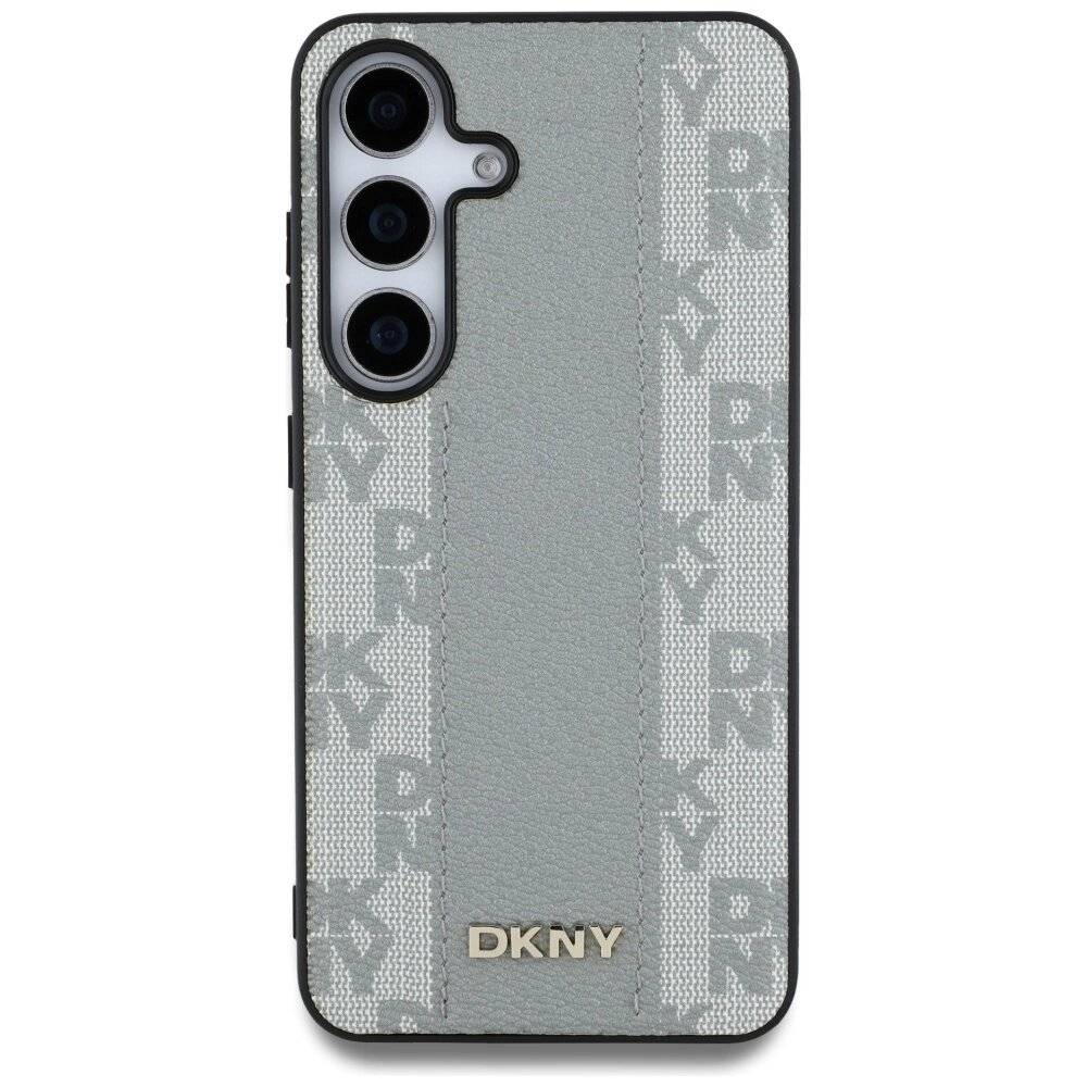 DKNY Leather Checkered Pattern MagSafe-Hülle Samsung Galaxy S25 Taupe