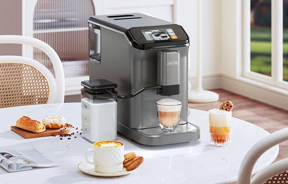 HiBREW H16 Kaffeevollautomat 20 Bar mit Mahlwerk & Milchaufschäumer, Dualboiler, 6 Getränke