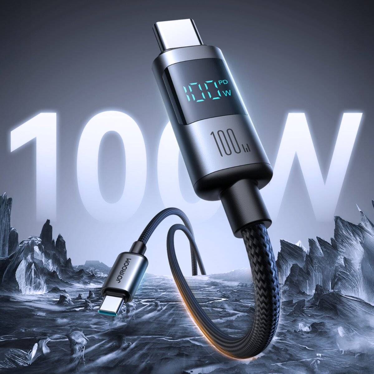 Joyroom S-A16 Pro Prism Series 100W USB-C-Kabel – USB-C Digitalanzeige 1,2 m Schwarz