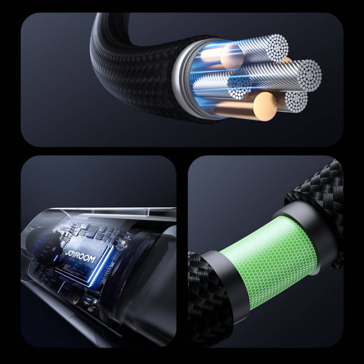 Joyroom S-A16 Pro Prism Series 66W USB-A - USB-C Kabel Display 1,2m Schwarz
