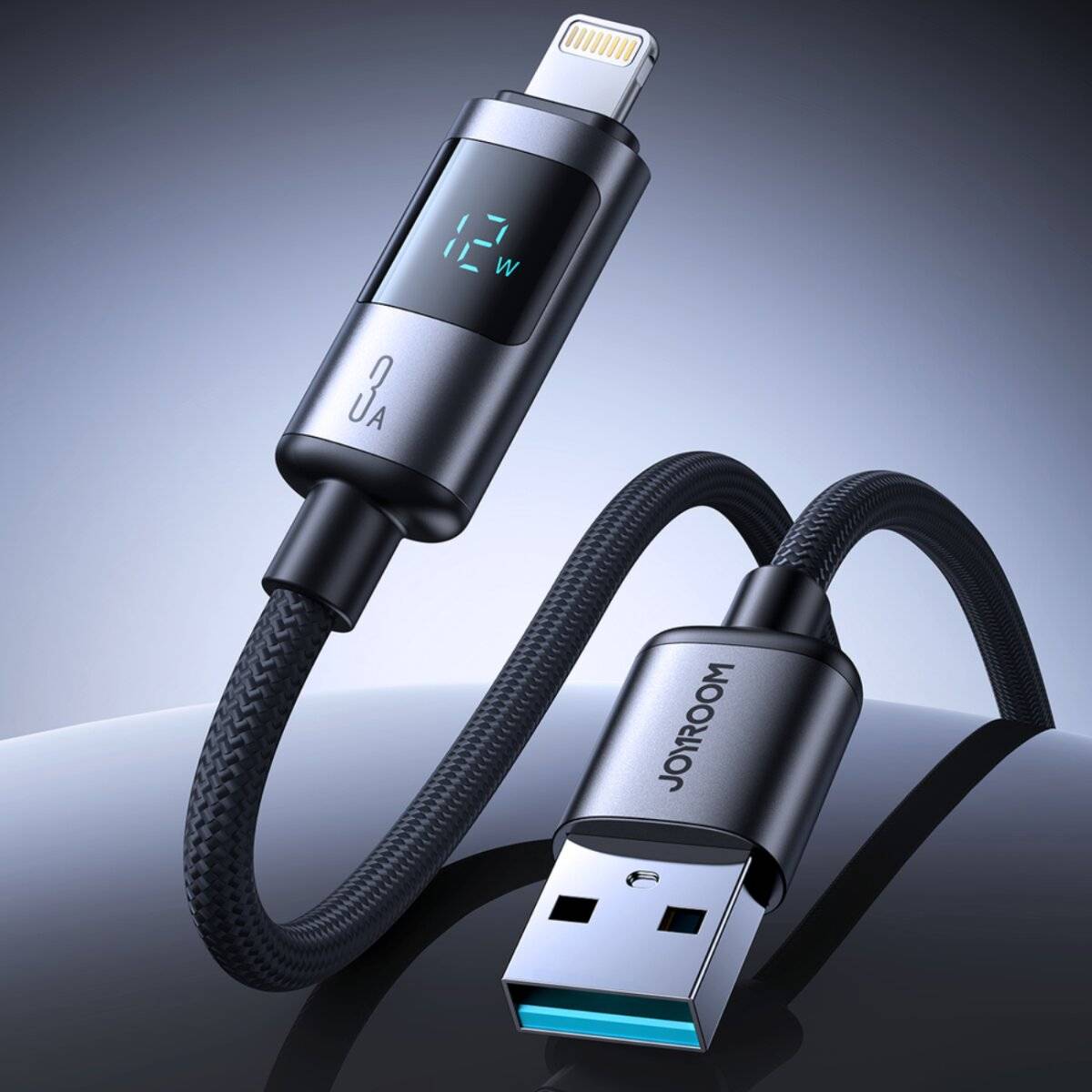 Joyroom S-A16 Pro Prism Series 3A USB-A - Lightning Kabel Display 1,2 m Schwarz
