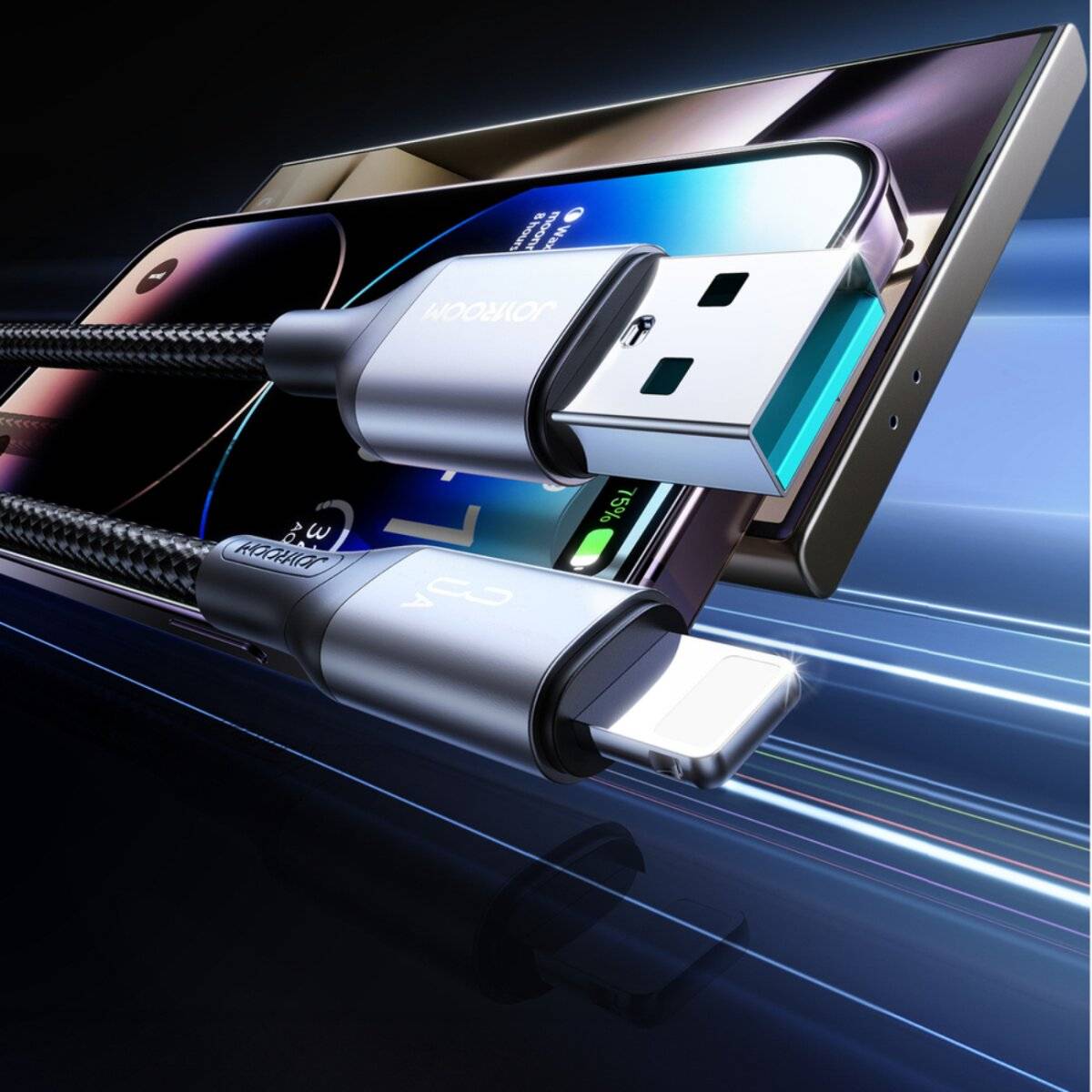 Joyroom S-A28 Flash Series 3A USB-A - USB-C Kabel 2m schwarz