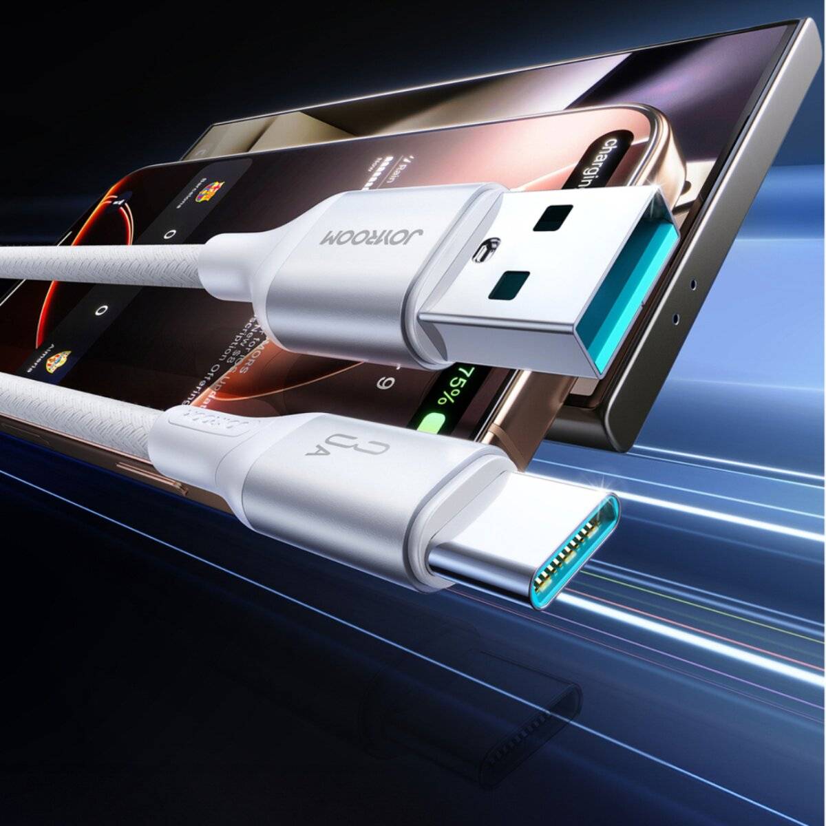 Joyroom S-A28 Flash Series 3A USB-A - USB-C Kabel 2m Weiß