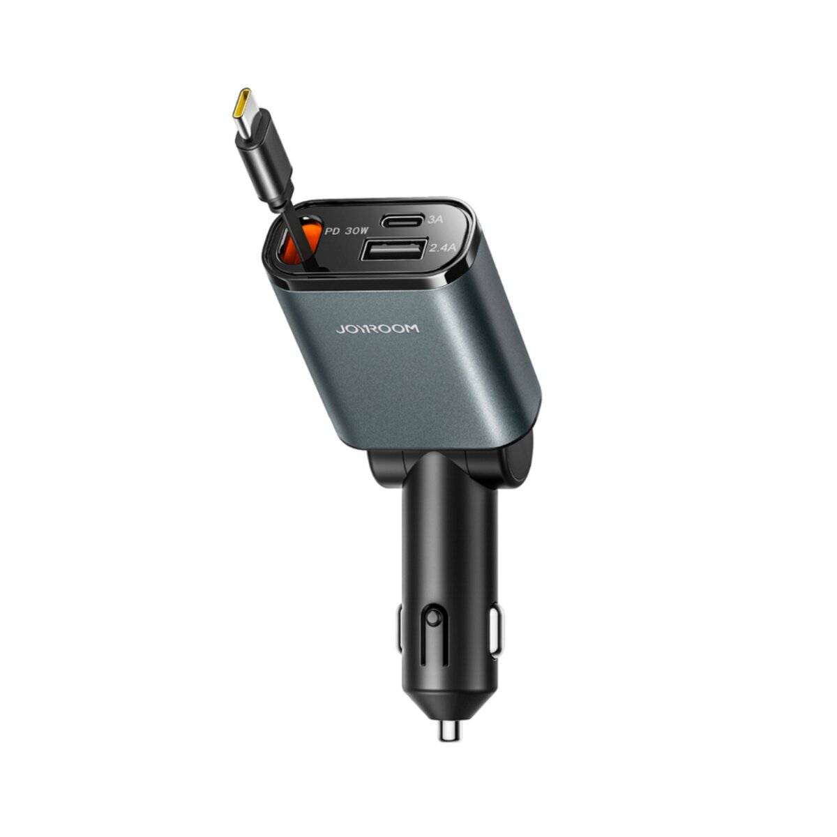 Joyroom JR-CCL07 3-in-1 Autoladegerät integriertem einziehbarem Kabel - Dunkelgrau