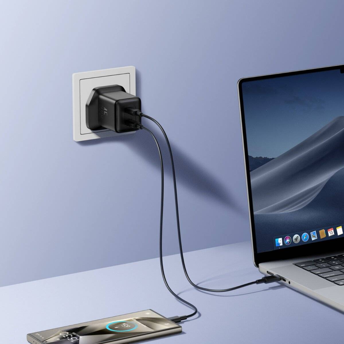 Joyroom JR-TCG17 45W 2 x USB-C Wandladegerät UK-Stecker - schwarz