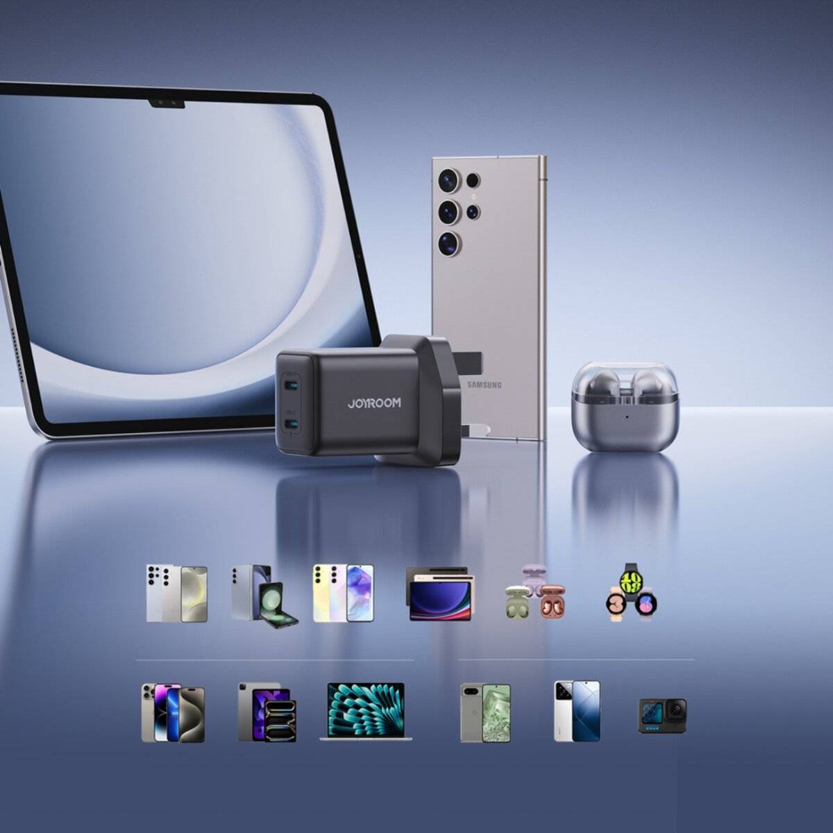 Joyroom JR-TCG17 45W 2 x USB-C Wandladegerät UK-Stecker - schwarz