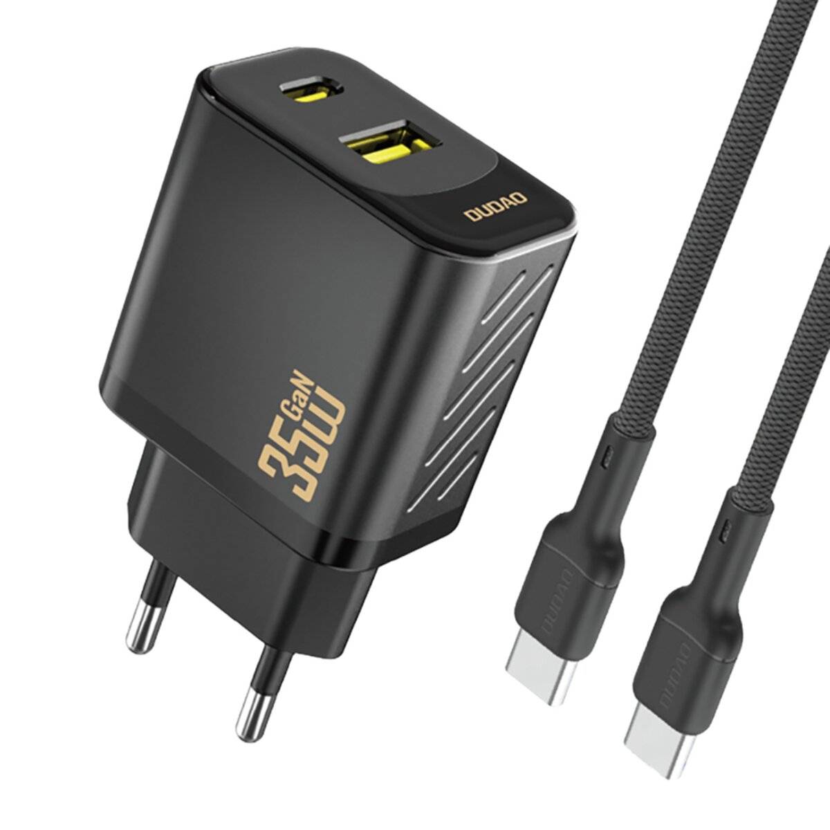 Dudao A27 MaxC 35W Wandladegerät + USB-C Kabel – Schwarz