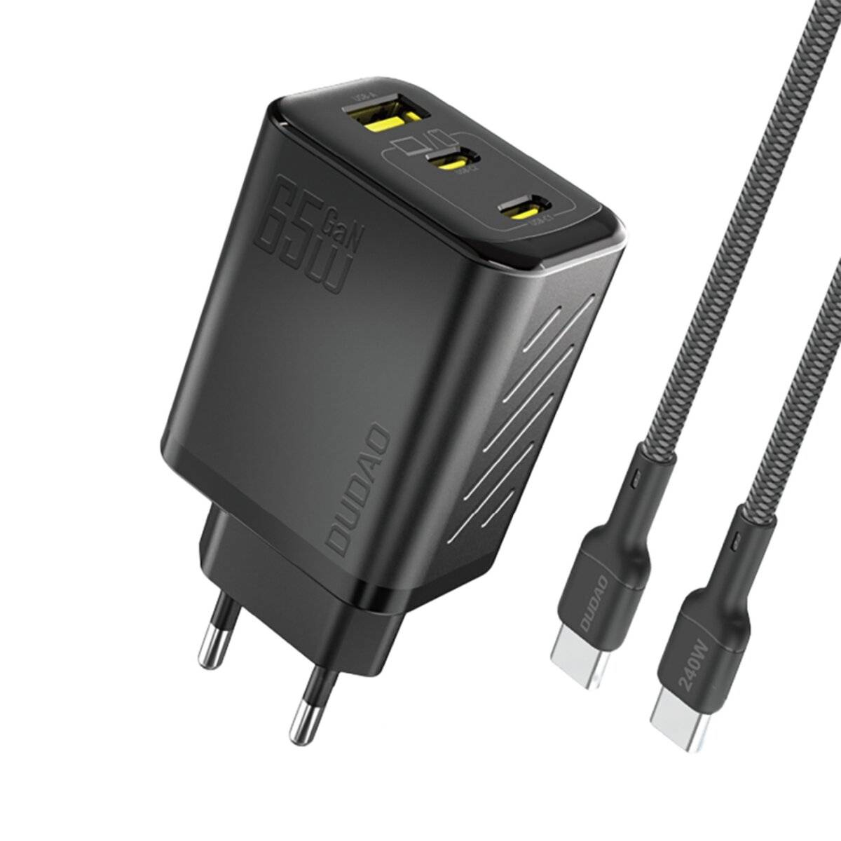 Dudao A29C 65W GaN Wandladegerät + USB-C Kabel – Schwarz