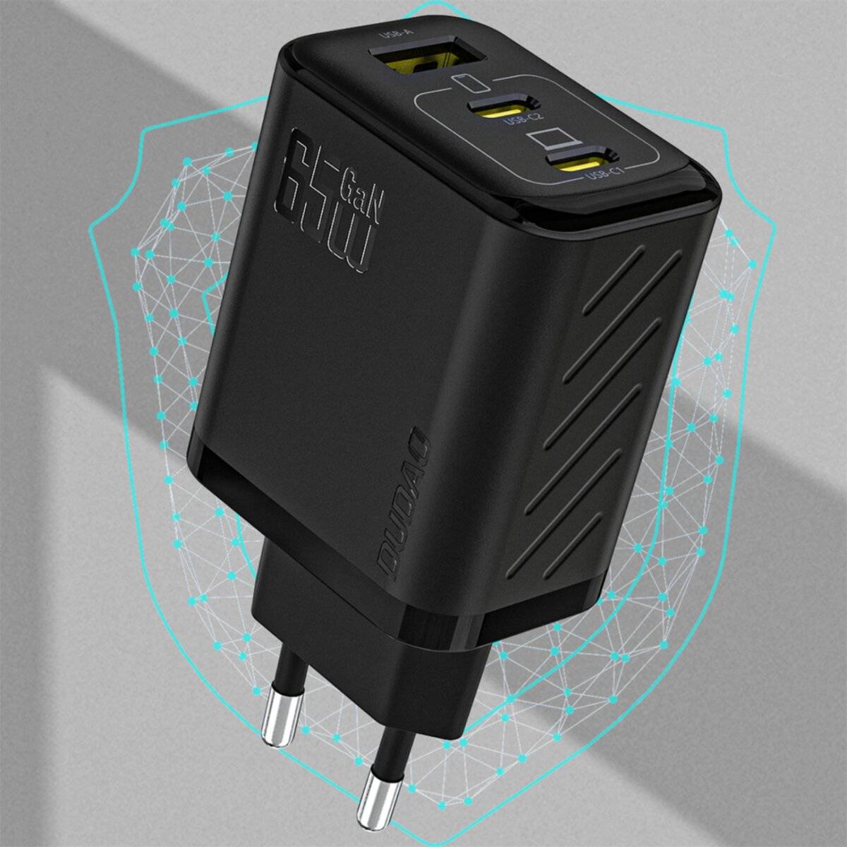Dudao A29C 65W GaN Wandladegerät + USB-C Kabel – Schwarz