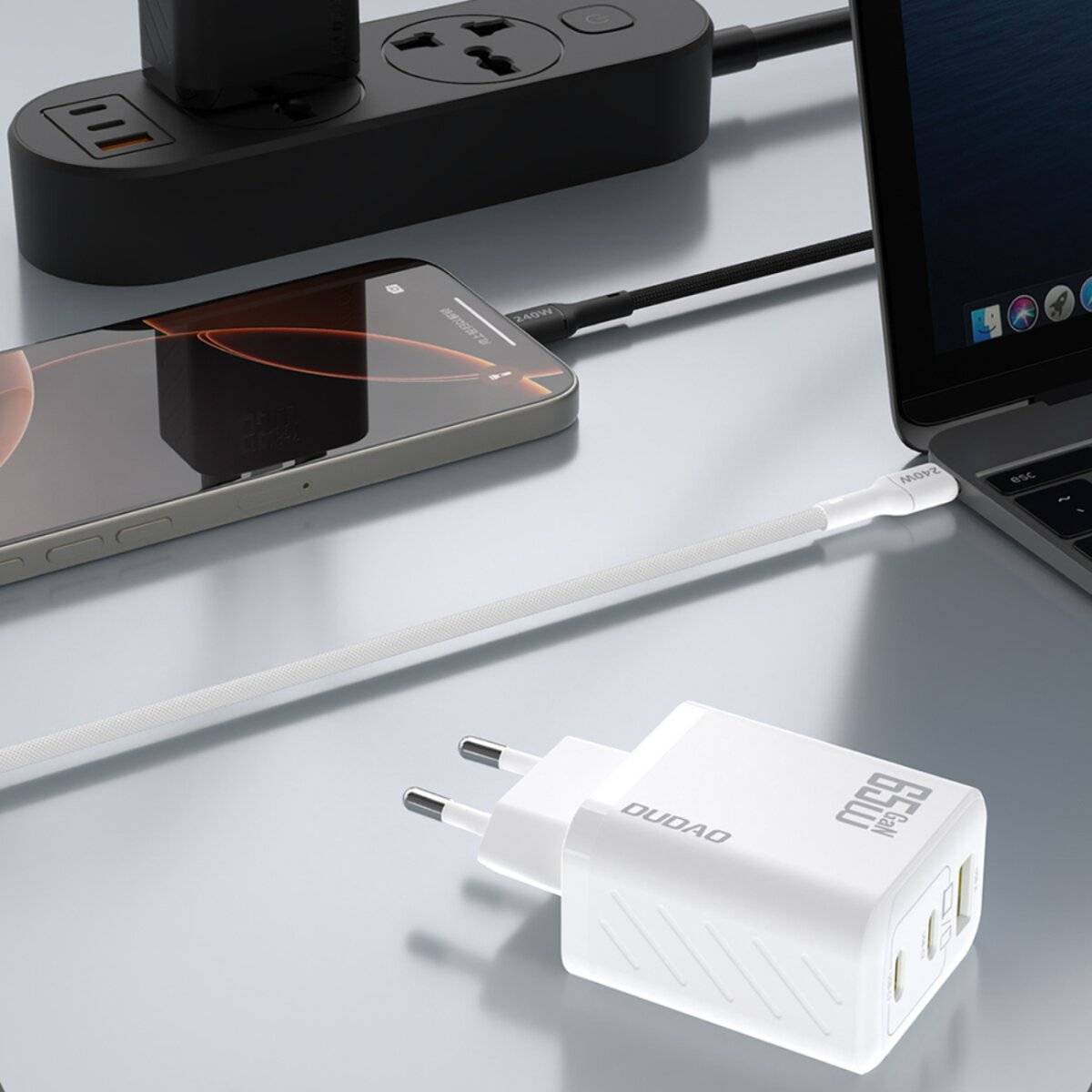 Dudao A29C 65W GaN Wandladegerät + USB-C Kabel – Weiß