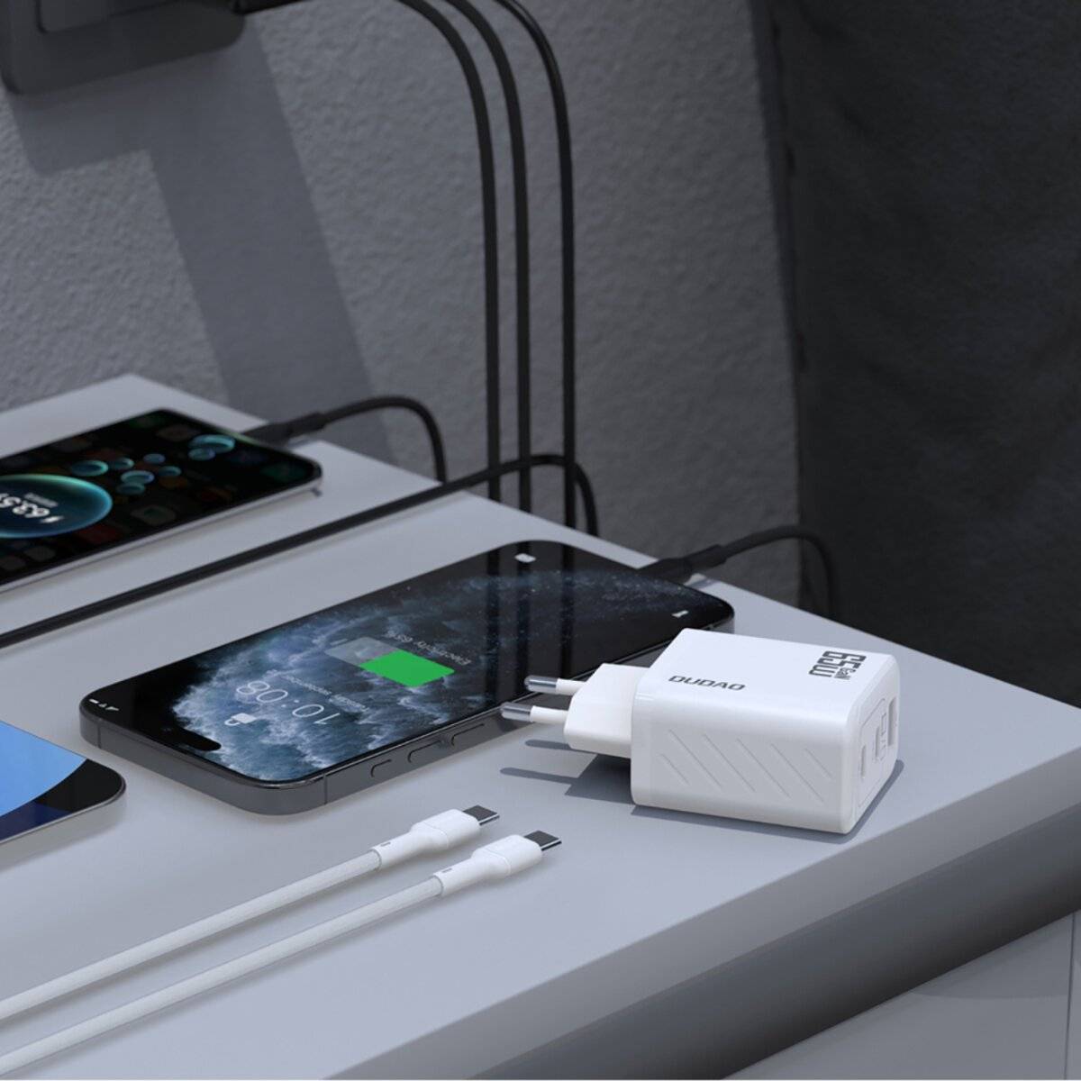 Dudao A29C 65W GaN Wandladegerät + USB-C Kabel – Weiß