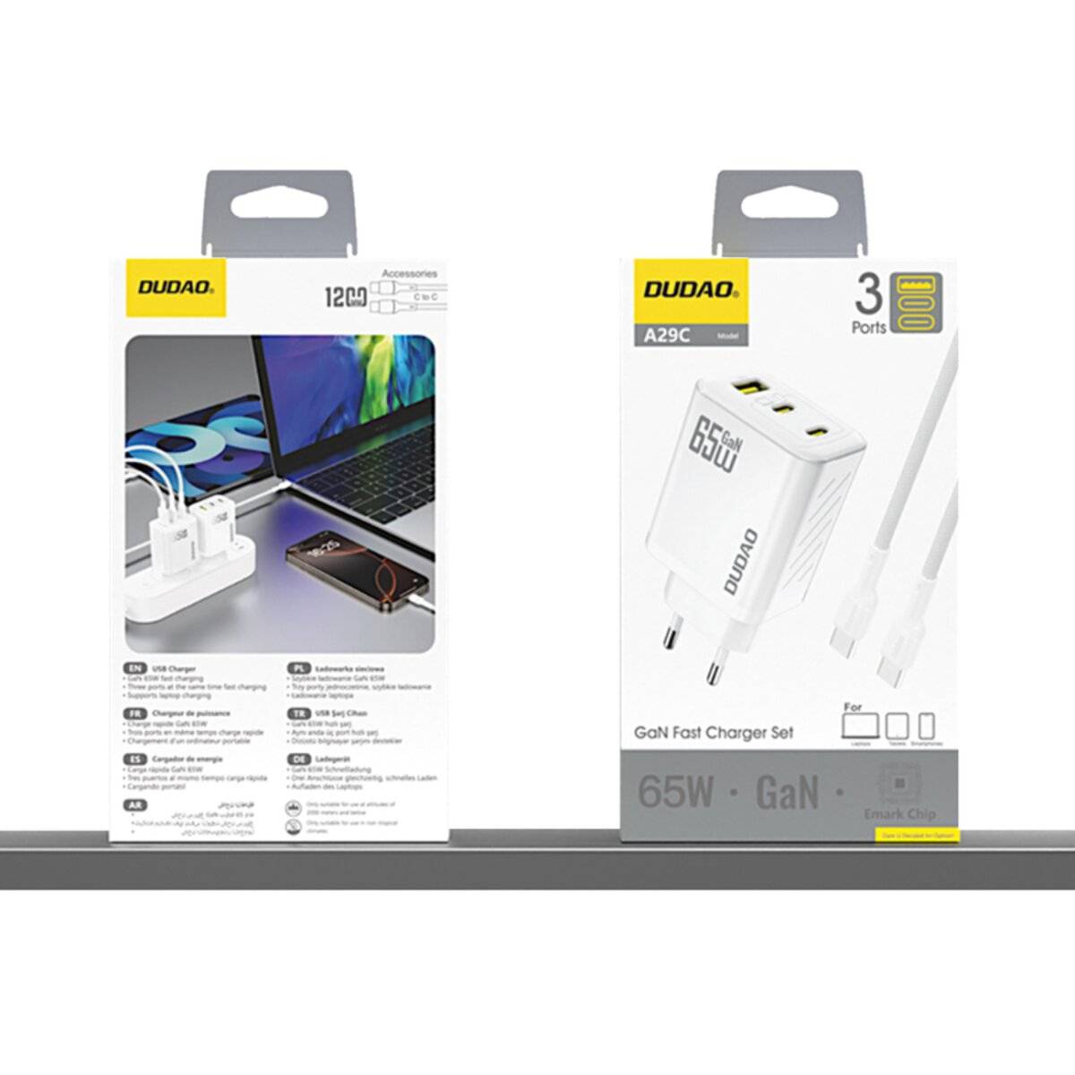 Dudao A29C 65W GaN Wandladegerät + USB-C Kabel – Weiß