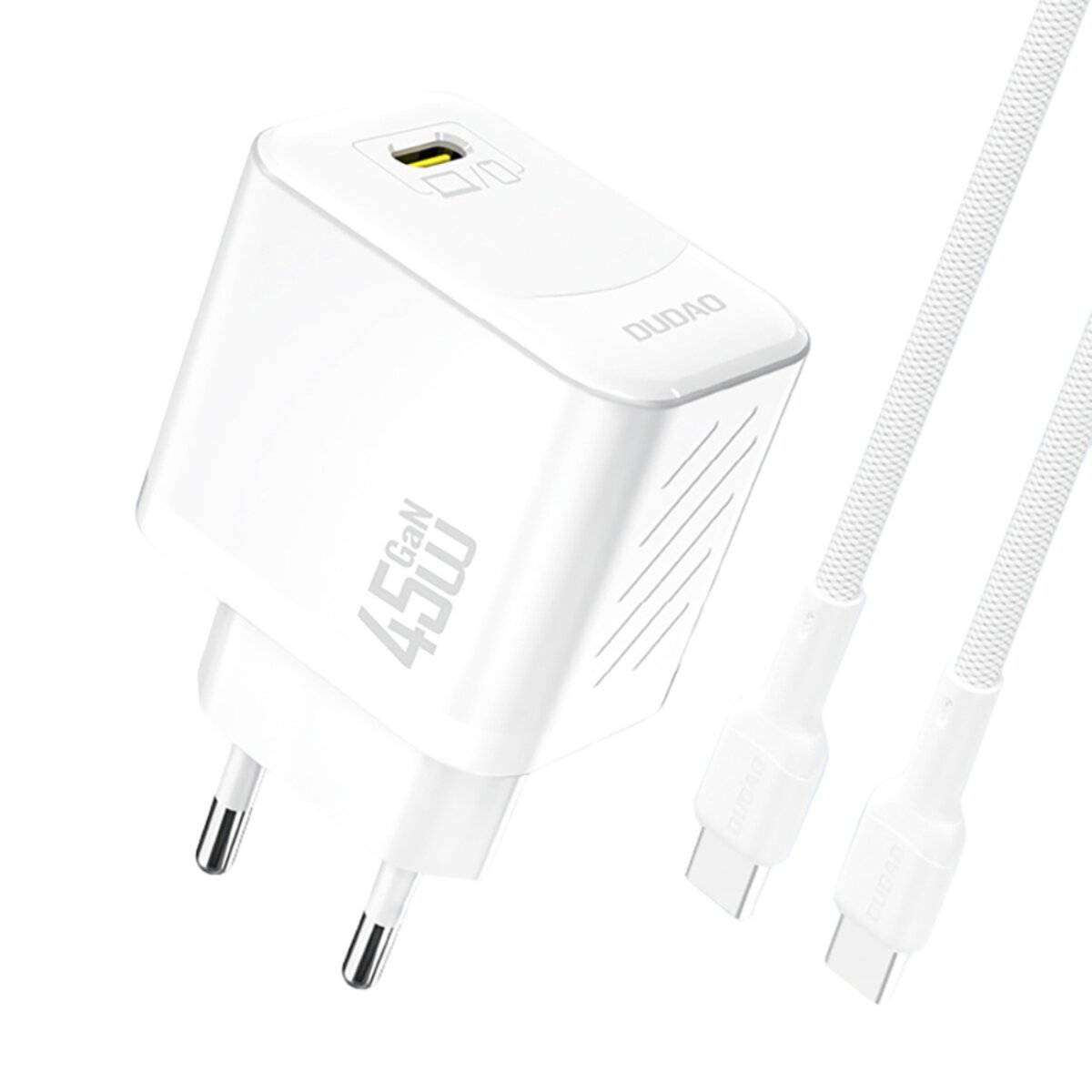 Dudao A28C 45W GaN Wandladegerät + USB-C Kabel – Weiß