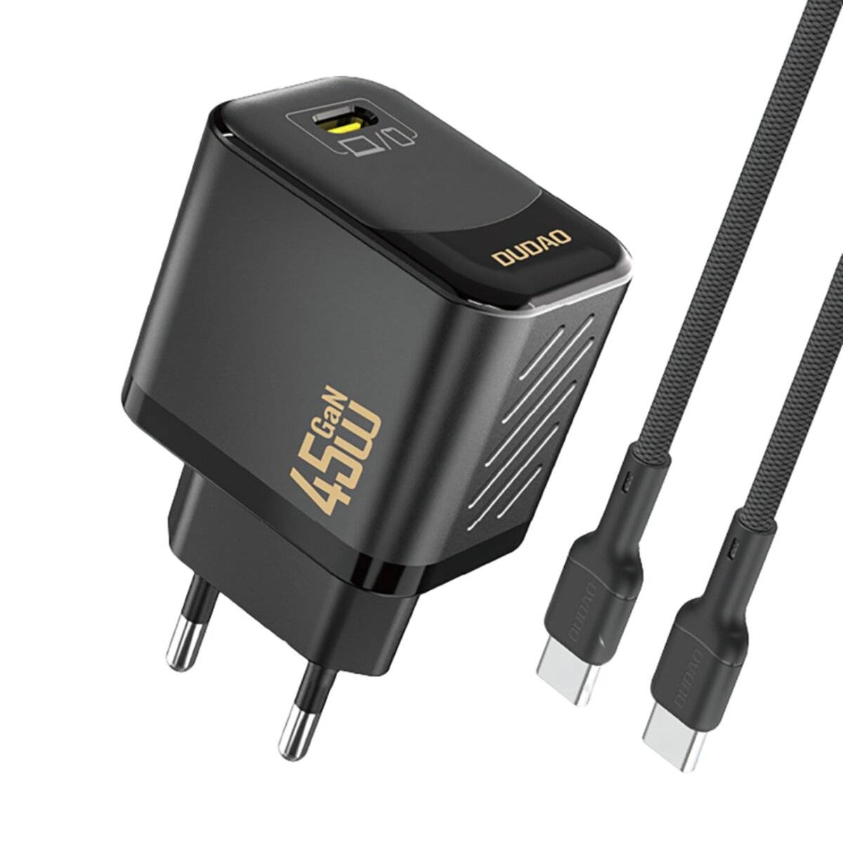 Dudao A28C 45W GaN Wandladegerät + USB-C Kabel – Schwarz