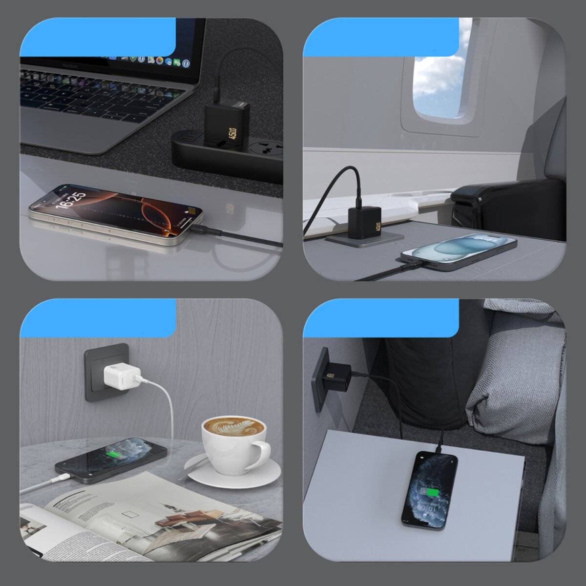 Dudao A28C 45W GaN Wandladegerät + USB-C Kabel – Schwarz