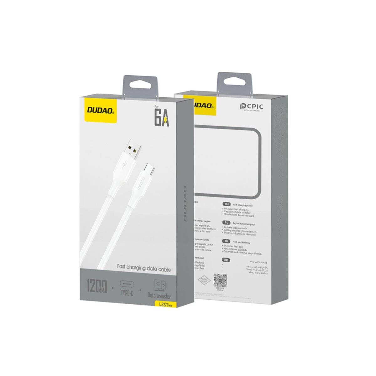 Dudao L2sT USB-A – USB-C 6A Kabel 1,2 m – Weiß