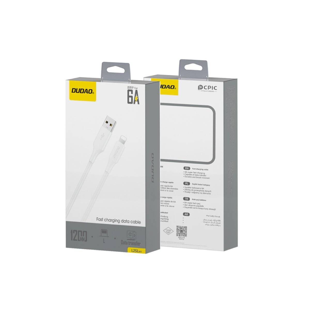 Dudao L2sL USB-A – Kompatibel mit iPhone (Kabel) 6A Kabel 1,2 m – Weiß