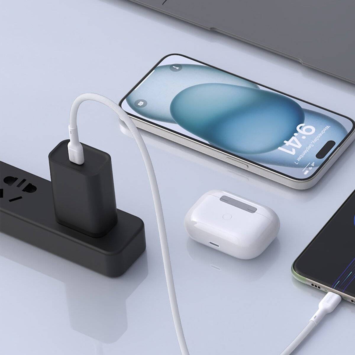Dudao L9X 30W USB-C – Kompatibel mit iPhone (Kabel) 1 m – Weiß