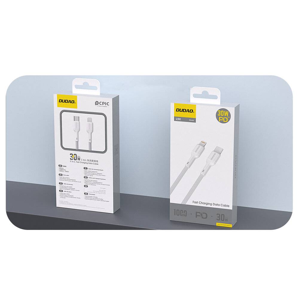 Dudao L9X 30W USB-C – Kompatibel mit iPhone (Kabel) 2 m – Weiß