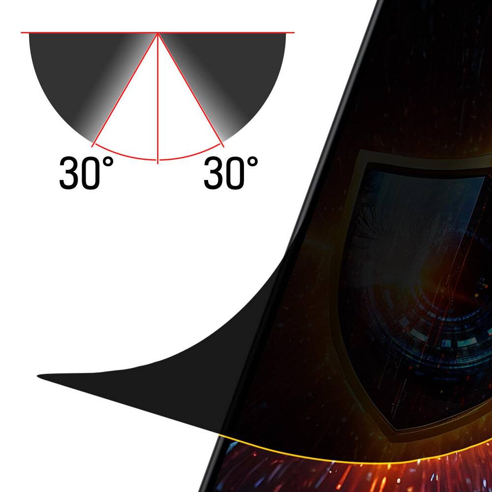 Diagramm, das zwei schwarze Sektoren mit 30-Grad-Winkeln auf beiden Seiten des zentralen roten Dreiecks zeigt und die Winkelsymmetrie veranschaulicht.