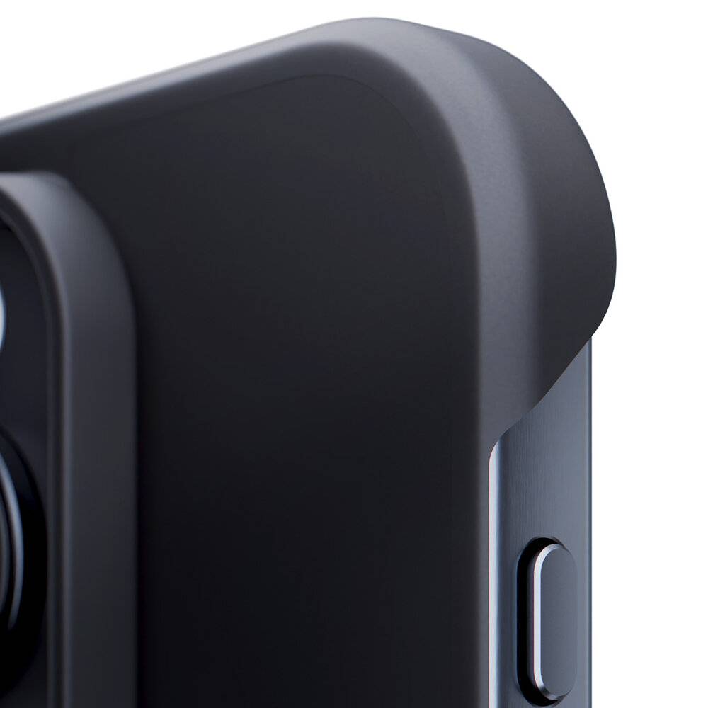 Nahaufnahme des eleganten Kameramoduls eines Smartphones mit einem Dual-Lens-System und einer Seitentaste, die moderne Designelemente hervorhebt.