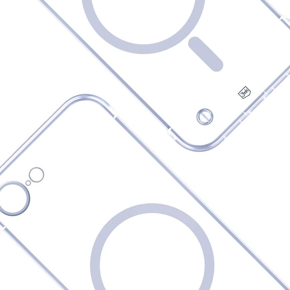 Minimalistisches Handyhüllen-Design mit kreisförmigen Ausschnitten für Kamera und Markenzeichen.