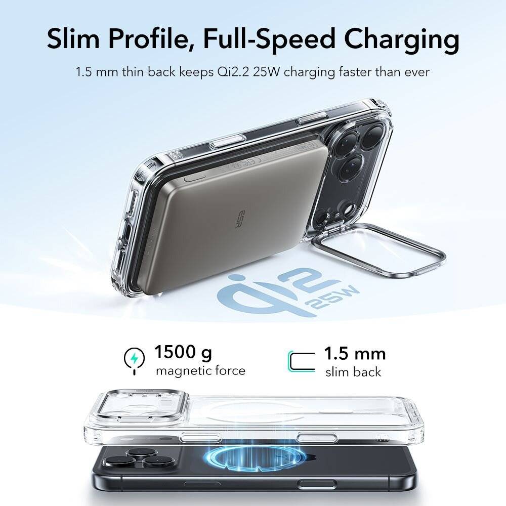 ESR Classic Hybrid Kickstand MagSafe Case iPhone 17 Pro Max - Transparent