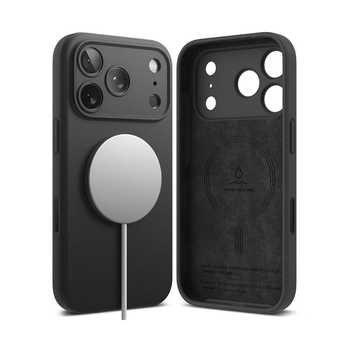 Ringke Silikon Magnetische magnetisch Hülle Kompatibel mit iPhone 17 Pro Max Schwarz