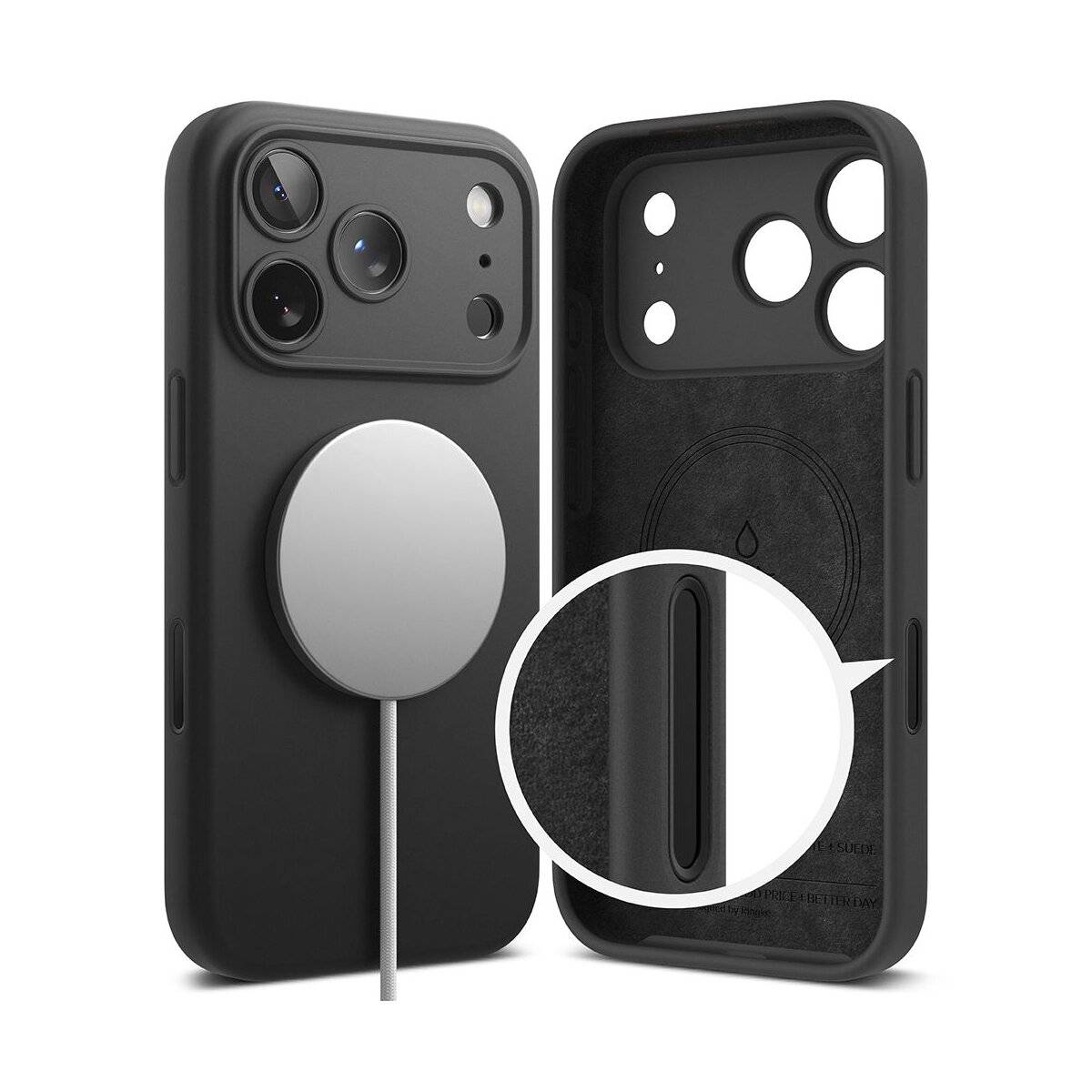 Ringke Silikon Magnetische magnetisch Hülle Kompatibel mit iPhone 17 Pro Max Schwarz