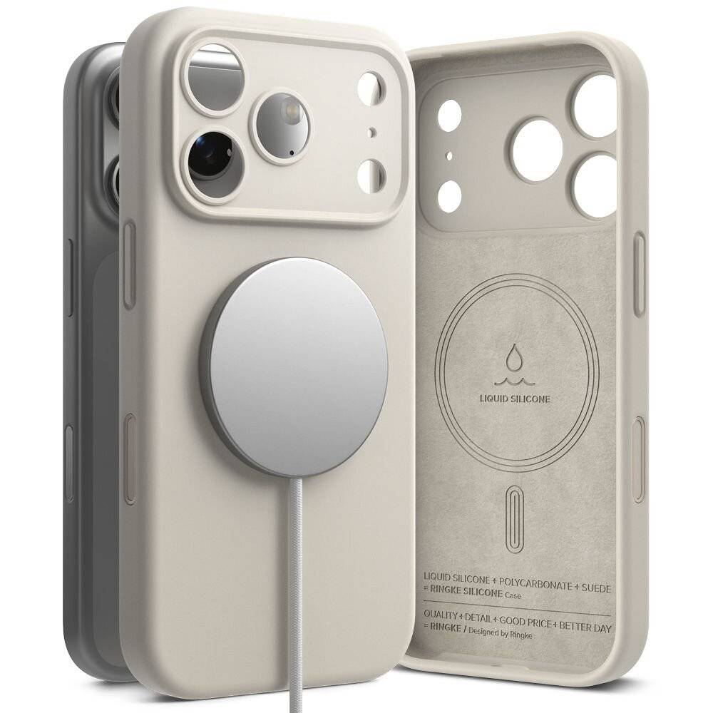 Ringke Silikon Magnetische magnetisch Hülle Kompatibel mit iPhone 17 Pro Beige