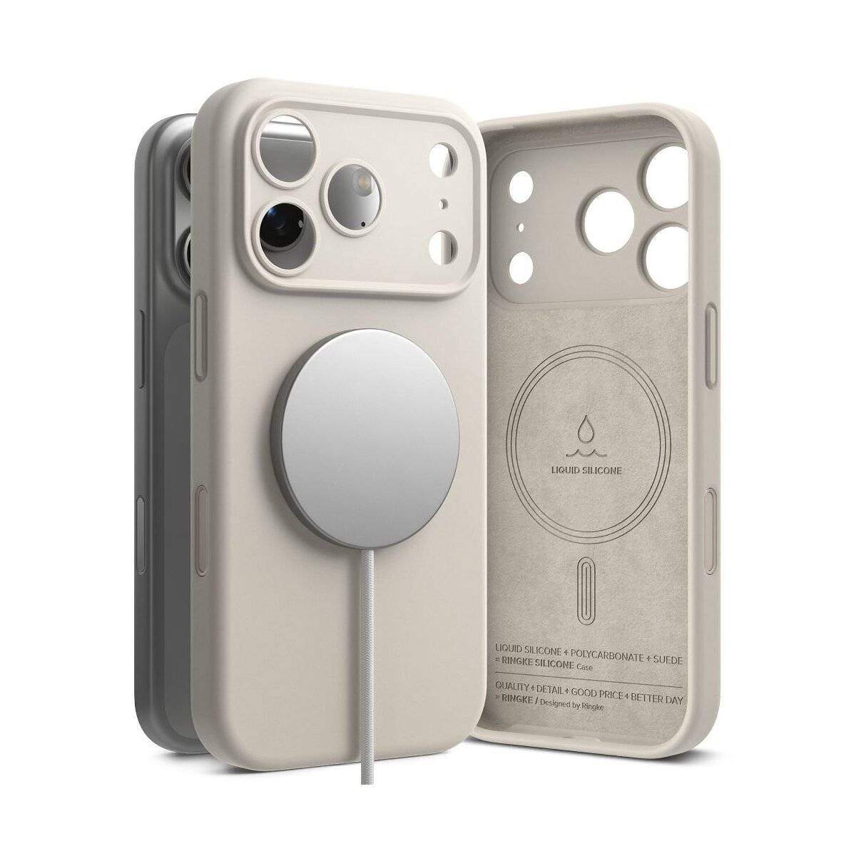 Ringke Silikon Magnetische magnetisch Hülle Kompatibel mit iPhone 17 Pro Max Beige