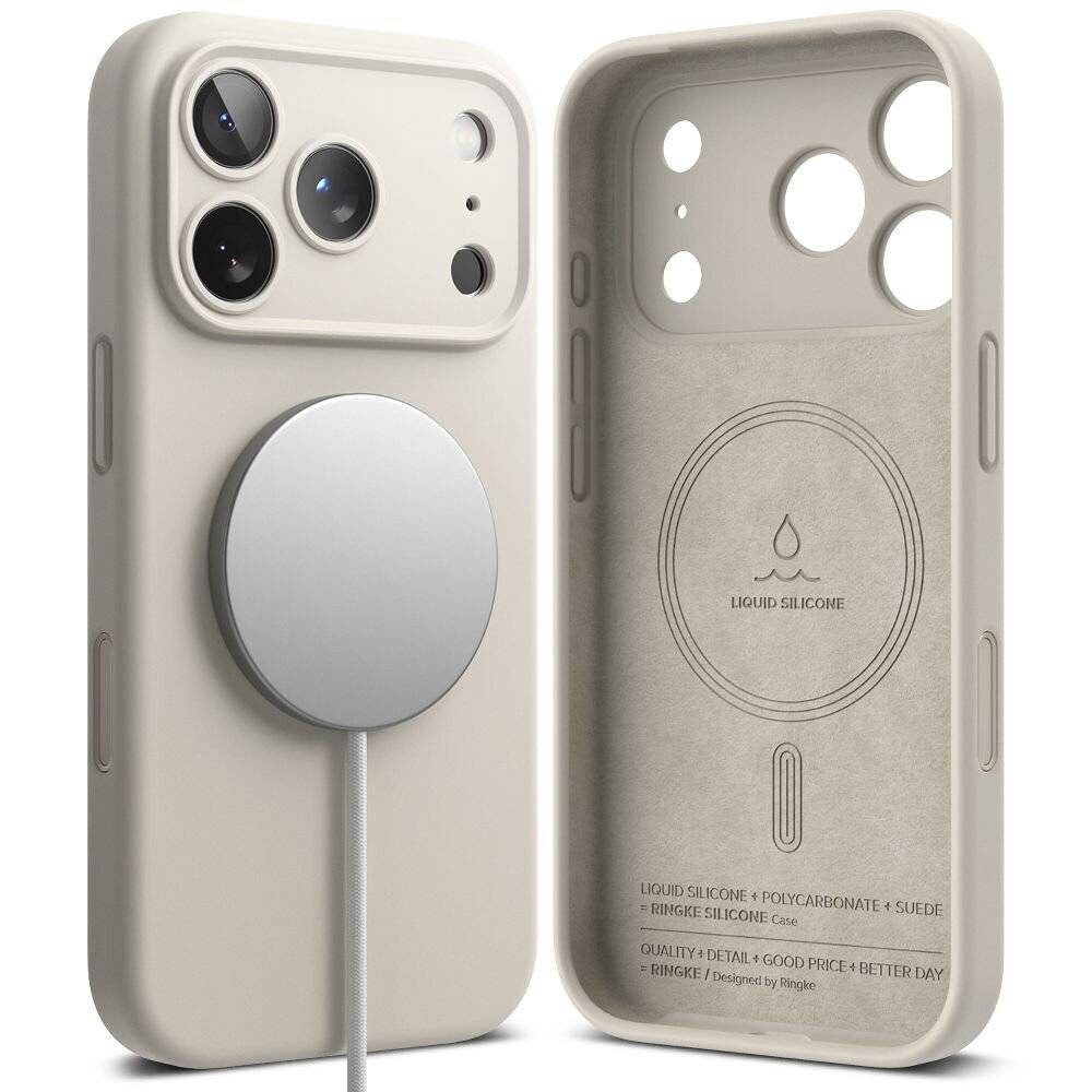 Ringke Silikon Magnetische magnetisch Hülle Kompatibel mit iPhone 17 Pro Beige