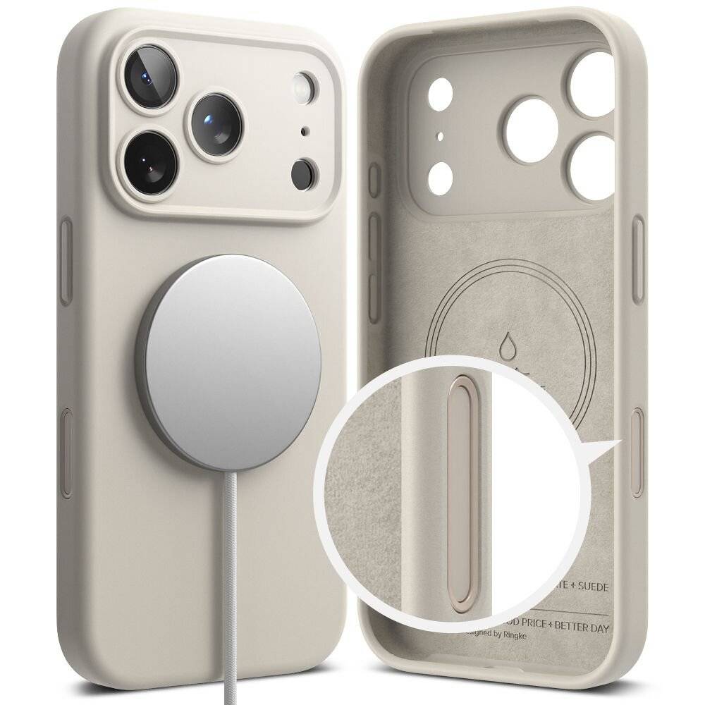 Ringke Silikon Magnetische magnetisch Hülle Kompatibel mit iPhone 17 Pro Beige