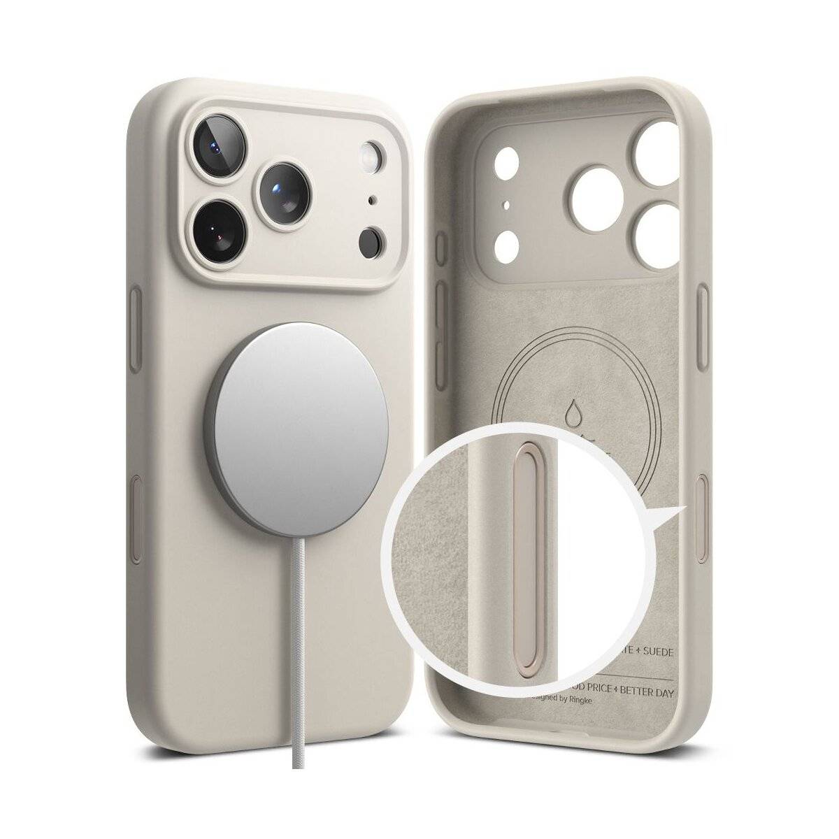 Ringke Silikon Magnetische magnetisch Hülle Kompatibel mit iPhone 17 Pro Max Beige
