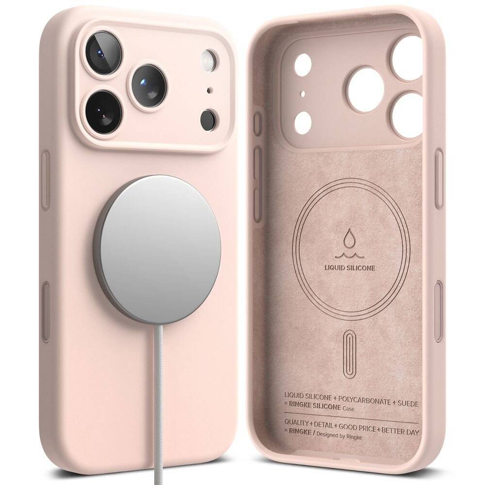 Ringke Silikon Magnetische MagSafe Hülle iPhone 17 Pro - Rosa