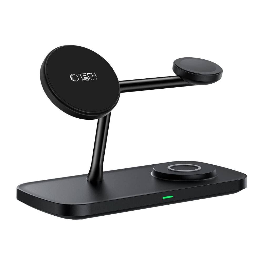 Tech-Protect QI15W-A45 3-in-1-Wireless-Ladegerät MagSafe Apple -Geräte – Schwarz