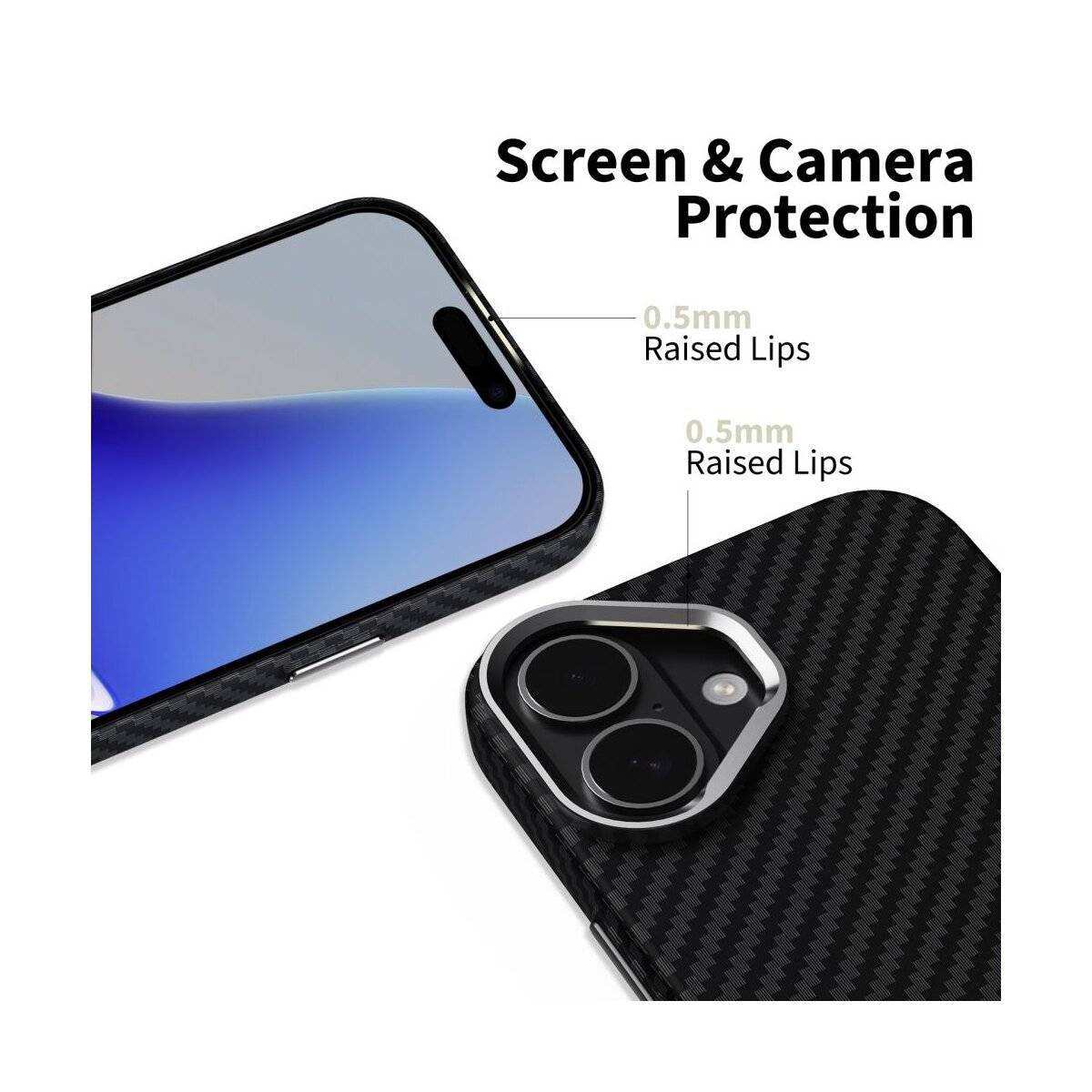Seitenansicht eines schlanken, hellblauen Smartphones mit drei Tasten an der rechten Kante, die sein elegantes und minimalistisches Design zeigt.