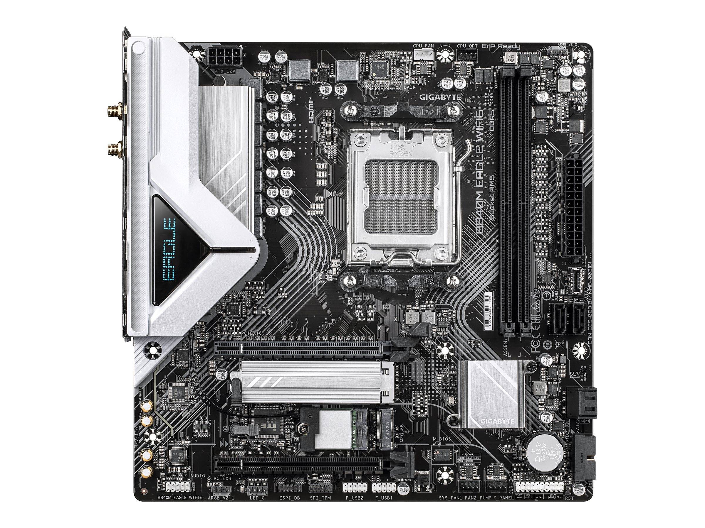 Gigabyte B840M EAGLE WIFI6 - Motherboard - micro ATX - Socket AM5 - AMD B840 Chipsatz - USB-C 3.2 Gen 1, USB 3.2 Gen 1 - Wi-Fi 6, Bluetooth, 2.5