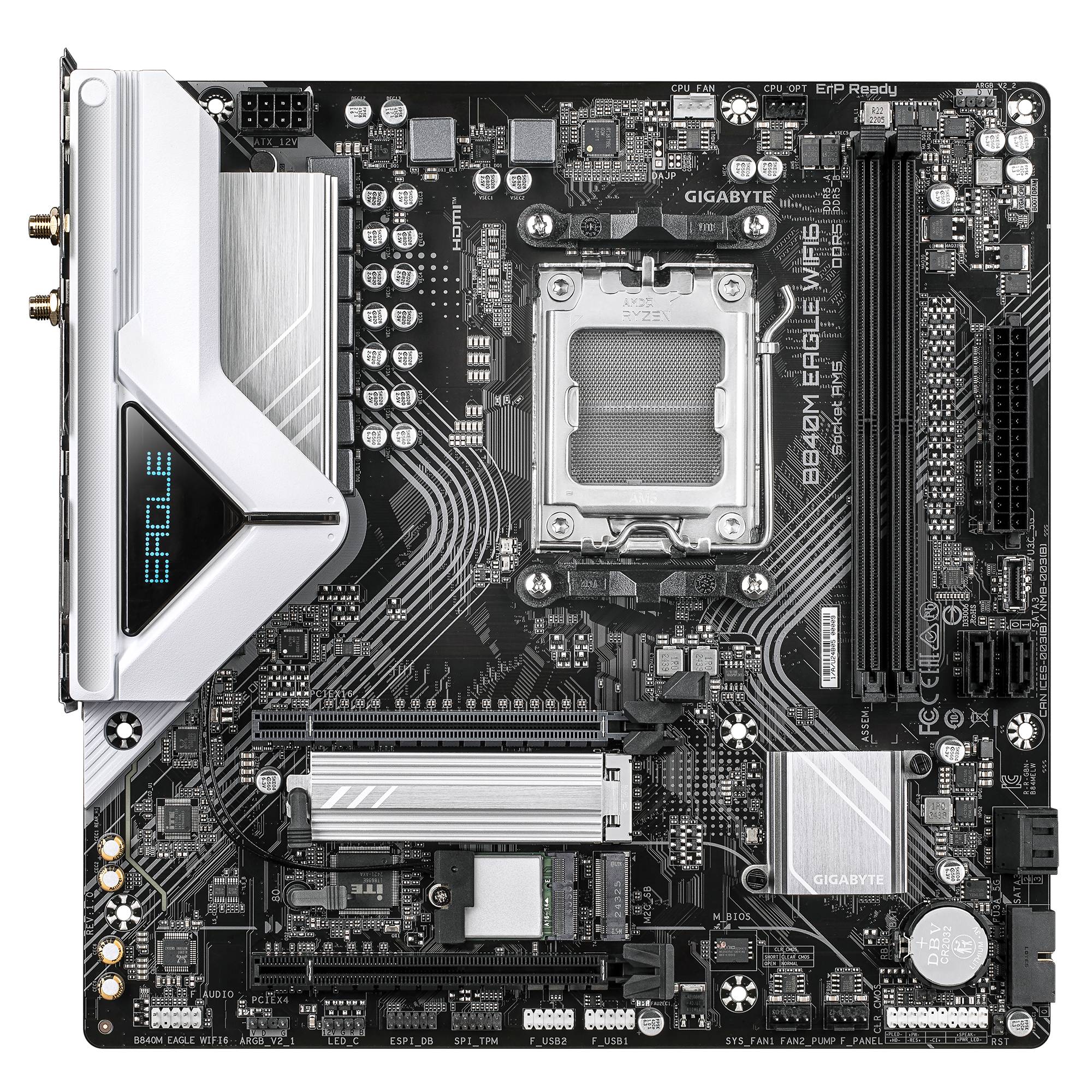 Gigabyte B840M EAGLE WIFI6 - Motherboard - micro ATX - Socket AM5 - AMD B840 Chipsatz - USB-C 3.2 Gen 1, USB 3.2 Gen 1 - Wi-Fi 6, Bluetooth, 2.5