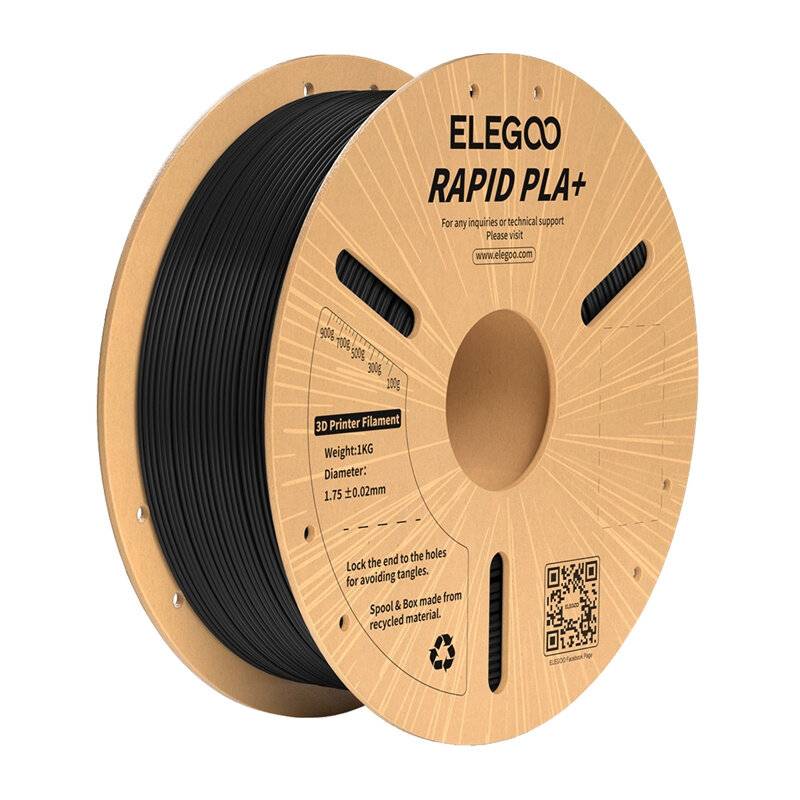 ELEGOO Rapid PLA+ Filament, Schwarz, 1.75 mm, 1 kg, für Hochgeschwindigkeitsdruck