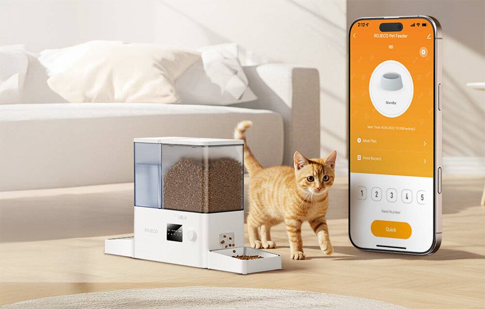 Rojeco New 2 in 1 Haustier Wasser-Brunnen &amp; Feeder WiFi (weiß)