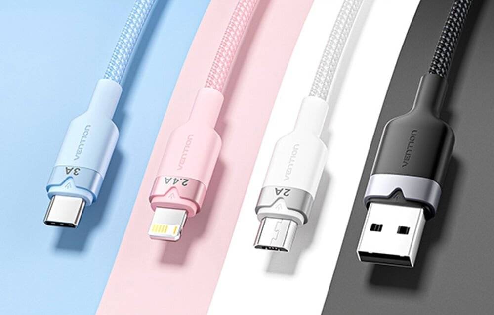 USB 2.0 A Stecker auf 3-in-1 USB-C, Lightning und Micro-B Stecker Kabel Vention 3A CTPBG 1.5m