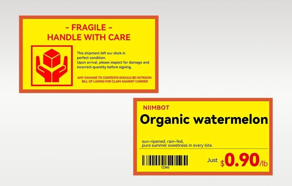 T50*30-230 Zweifarbige Druckeretiketten (gelb)