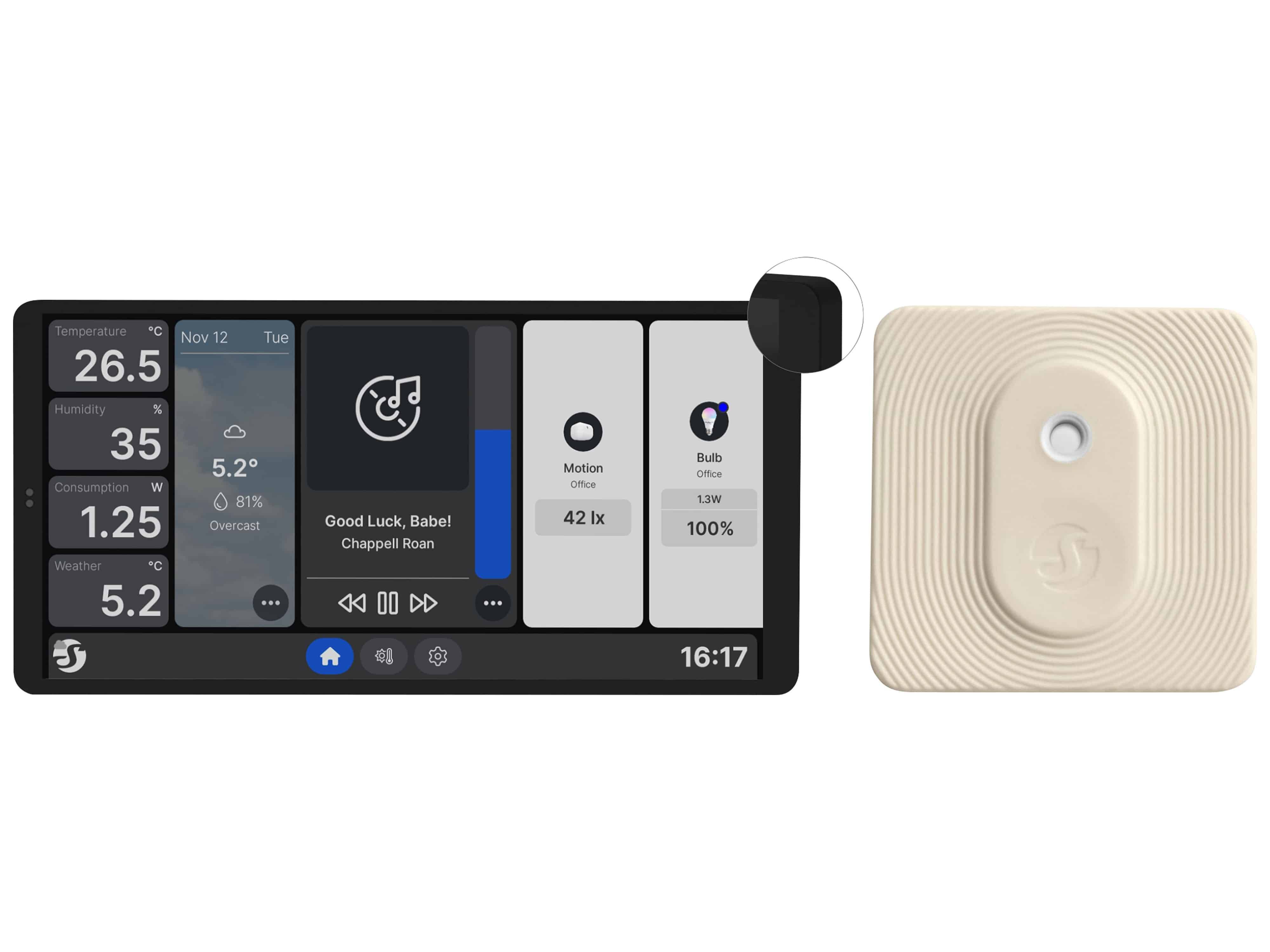 SHELLY Wanddisplay Wall Display X2 weiß + Blu H&T Ivory